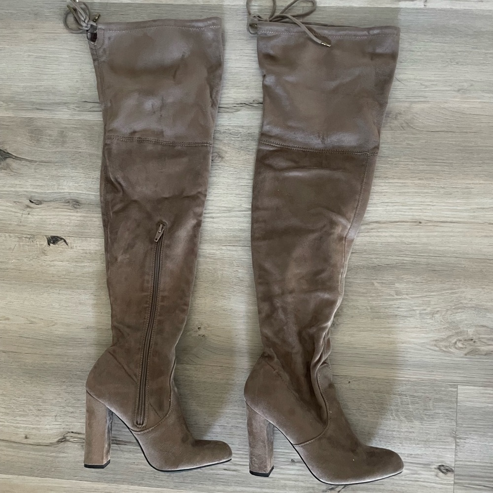 Beige Thigh High Boots Size 6 1/2